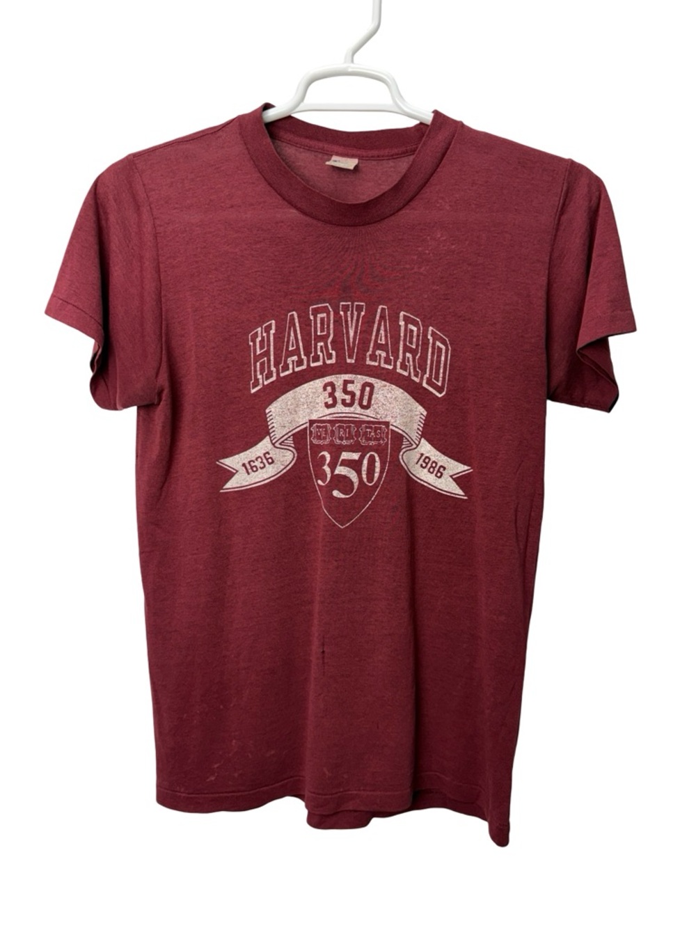 Vintage 80s Harvard University Champion Tee Shirt Mens L Single Stitch Burgundy